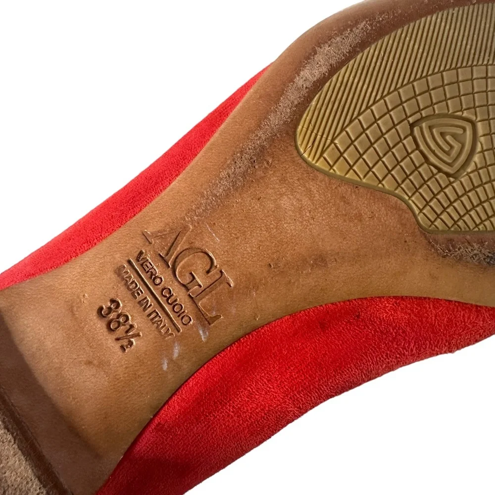 AGL Attilio Giusti Leombruni Orange Leather Flats Cap Toe Women Size 38.5 US 8.5